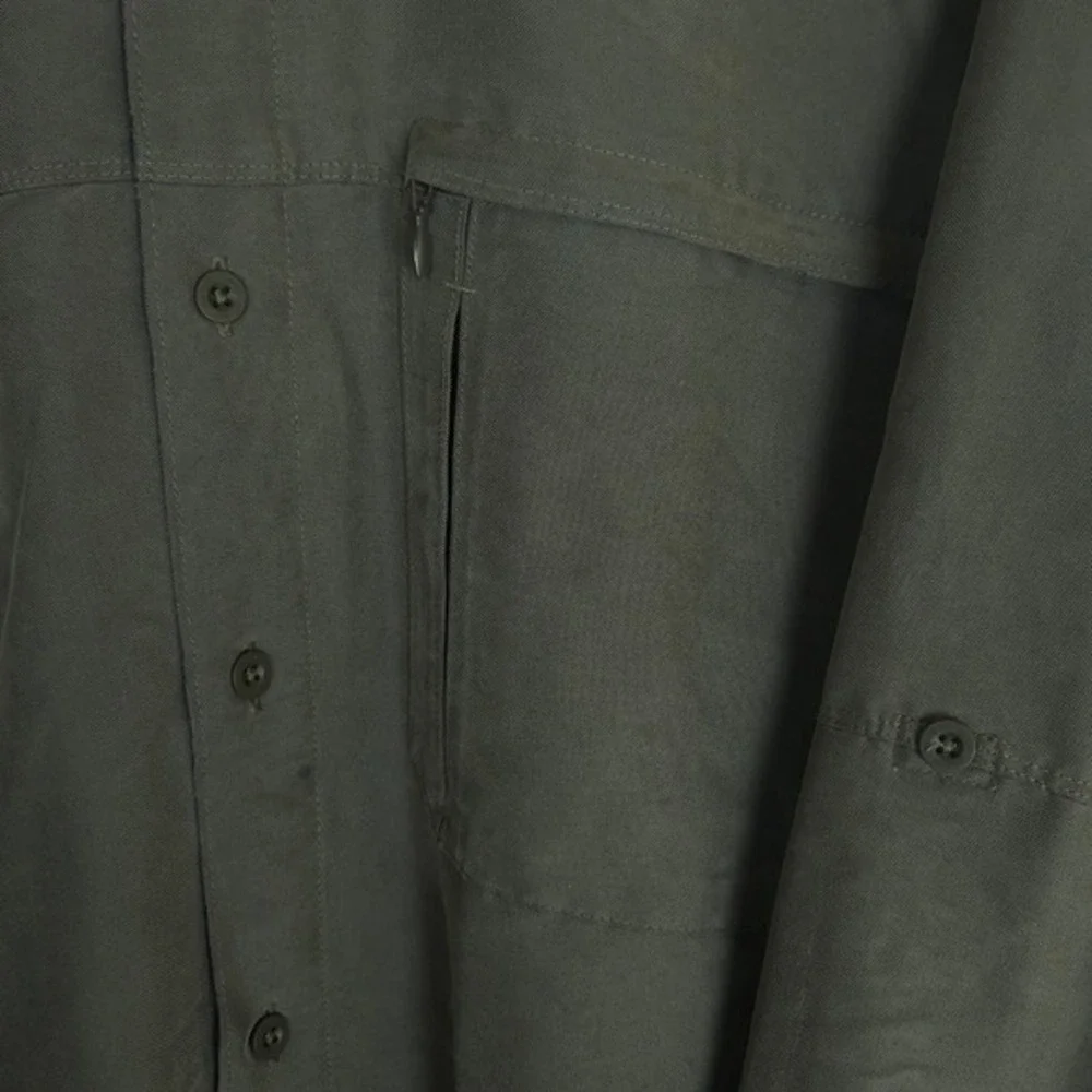 The North Face Tekware Shirt Mens XXL Olive Green‎ Hiking Modal Blend Roll Tab
